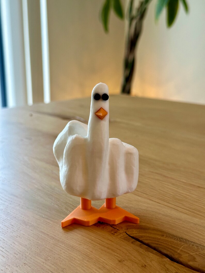 Doigt d'honneur Duck You Impression 3D Blanc