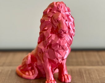 Statuette lion low poly en impression 3D