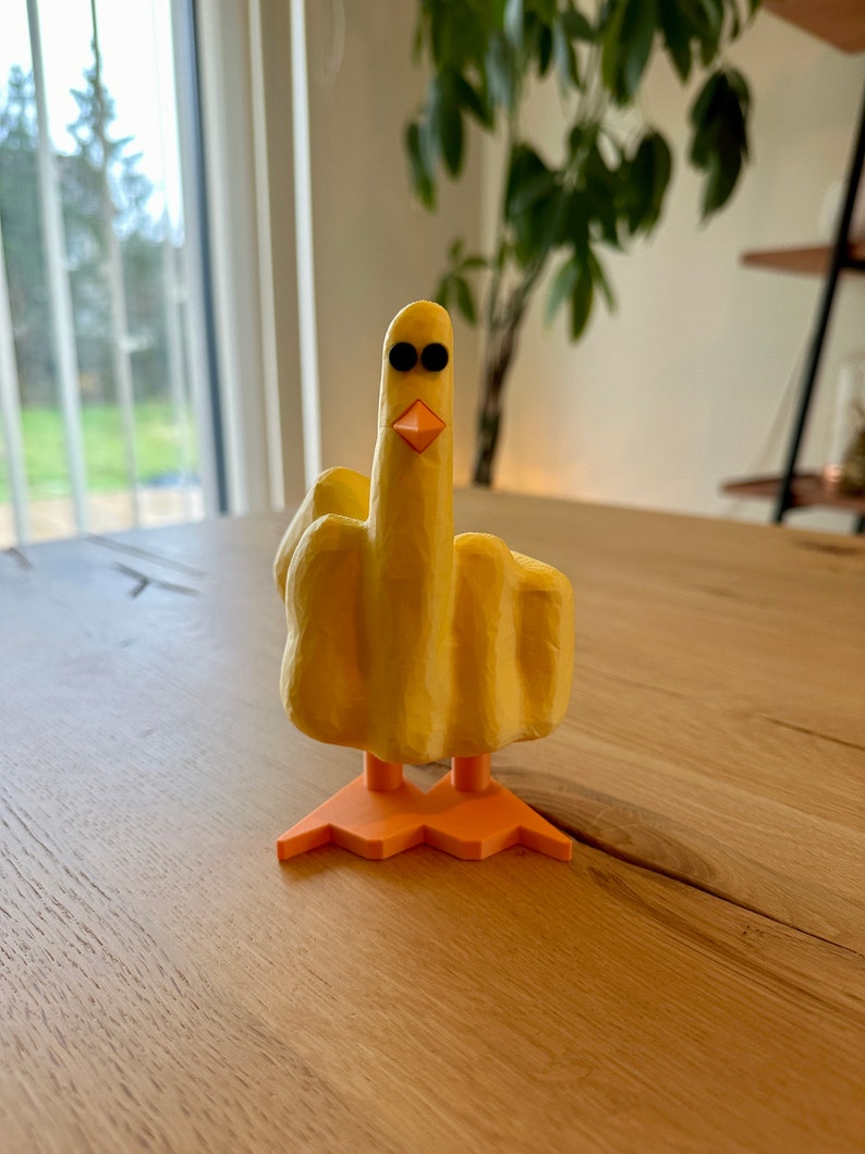 Doigt d'honneur Duck You Impression 3D Jaune