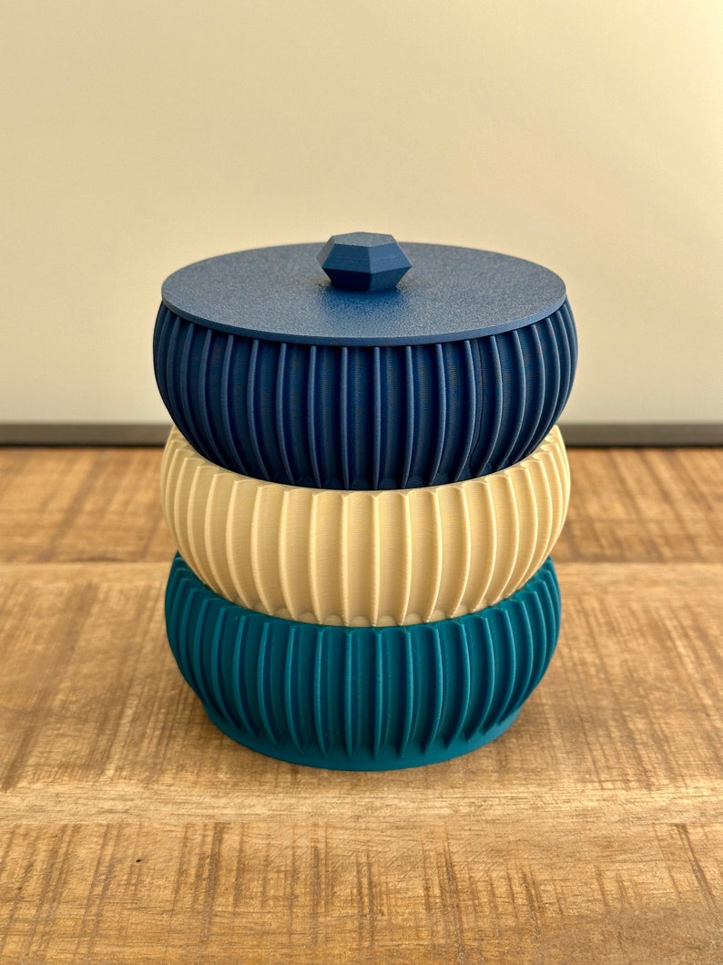 Caja de joyería apilable Diseño escandinavo Caja de impresión 3D Bandeja de joyería Bolsillo vacío con tapa imagen 8