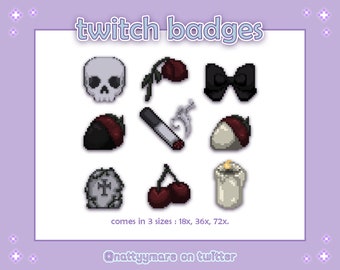 Desolate Twitch Sub Badges/Bit set (9pc) Dark Edgy Spooky Pixel Art