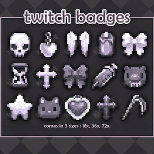 Witte emo-engel Twitch-subbadge/bitset (15 stuks) // Leuke pixelart op Twitch-kanaal