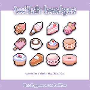 Sweet Treat Dessert Twitch Sub/Bit Badges (12pc) Pixel Art