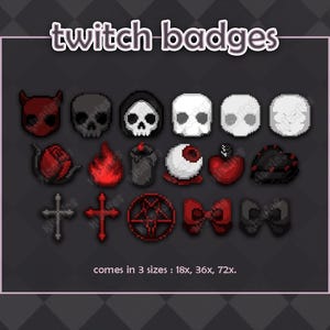 Hell Twitch Sub/Bit Badges (17pc) Pixel Art