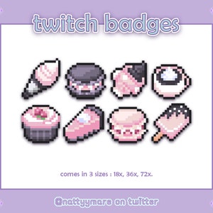 Sweet Treat v2 Dessert Twitch Sub/Bit Badges (8pc) Pixel Art