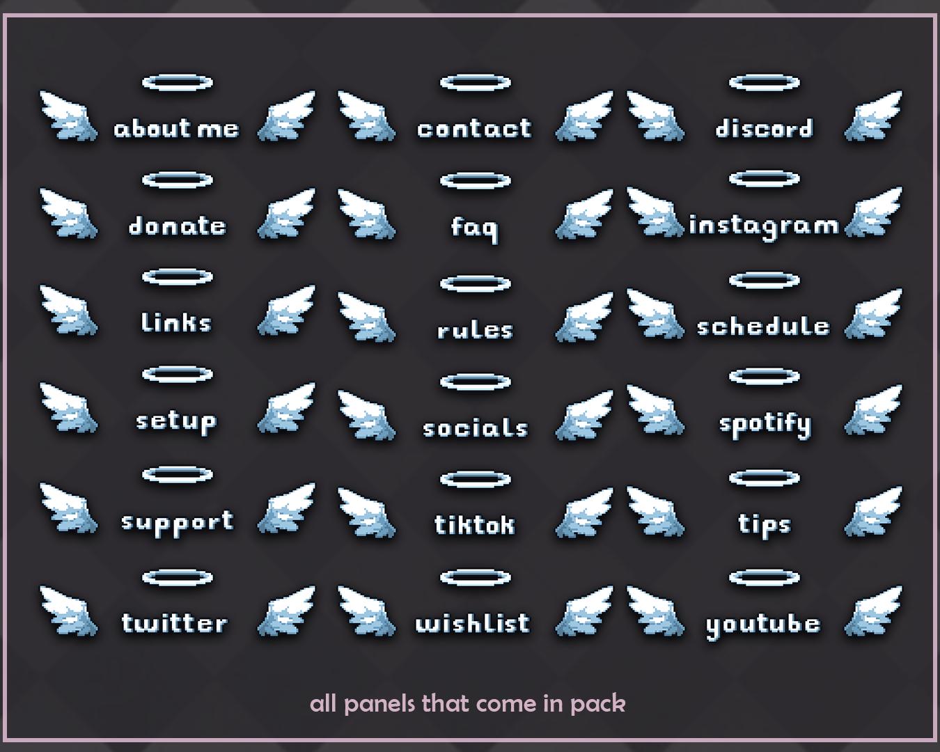 Angel of Light Twitch Panels (18pc) // Cute Pixel Twitch Channel Art - Etsy