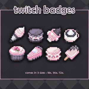 Sweet Treat v2 Dessert Twitch Sub/Bit Badge (8 pezzi) Pixel Art