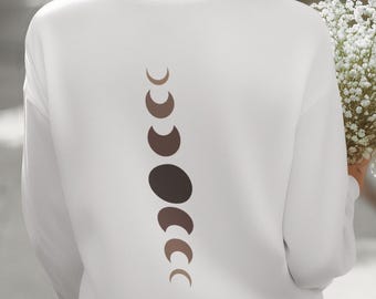 Moon Phases Long Sleeve T-Shirt, Lunar Cycle Tee, Custom Celestial Shirt