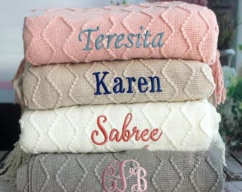 Coperta in maglia personalizzata con ricamo, coperta personalizzata per neonati, regalo per baby shower, regalo per la cameretta, coperta con il nome del bambino