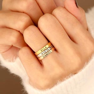 Rings, Name Ring, Personalized Ring, Stackable Rings, Stacking Rings, Engraved Ring, Custom Ring, Stack for Women, Name Ring For Her and Him