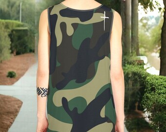 Débardeur homme camouflage avec croix blanche, Vêtements pour hommes, Hauts personnalisés pour hommes, Vêtements d'été, Streetwear pour hommes, Vêtements esthétiques, Débardeurs personnalisés