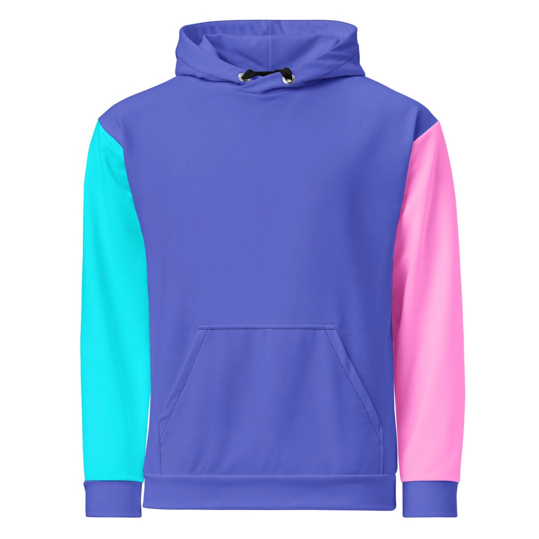 Purple and Pink Color Block Hoodie, Custom Colorful Sweater, Hand Sewn ...