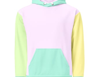 Pastel Purple And Mint Green Hoodie, Custom Color Block Sweater, Hand Sewn Sweatshirt, Pastel Sweater