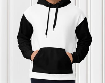 半分黒と半分白のパーカー、ツートンカラーのスプリットプルオーバー
