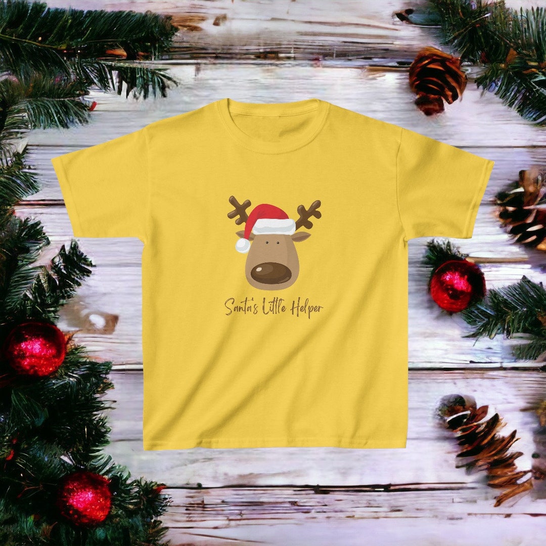Christmas Santa's Little Helper Reindeer Kids Tshirt Etsy