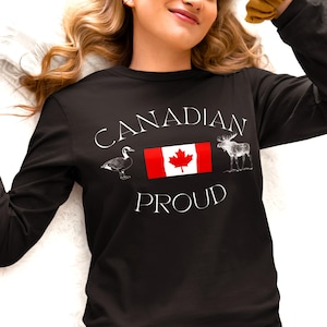 Canadian Proud Long Sleeve Tee, Canada Day Tee, Canadian Made, Patriotic Long Sleeve, Handmade Shirt, Canada Goose Shirt, Gift For Canadian
