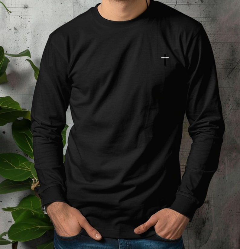Embroidered Jesus Cross Long Sleeve Christian Tee, Faith Shirt - Etsy
