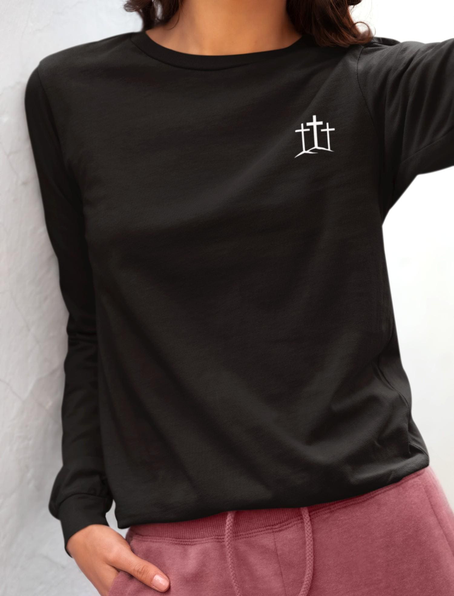 Christian Crosses Unisex Tee, Religious Long Sleeve Shirt, Faith Top, Jesus Cross Hill Print, Christian Apparel, Church Shirt, Jesus Shirt