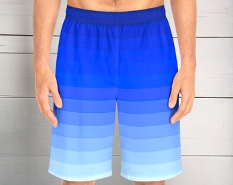 Blue Fade Men's Board Shorts - Men's Summer Shorts, Customized Men's Shorts, Men's Clothing, Men's Athletic Shorts, Men's Workout Shorts