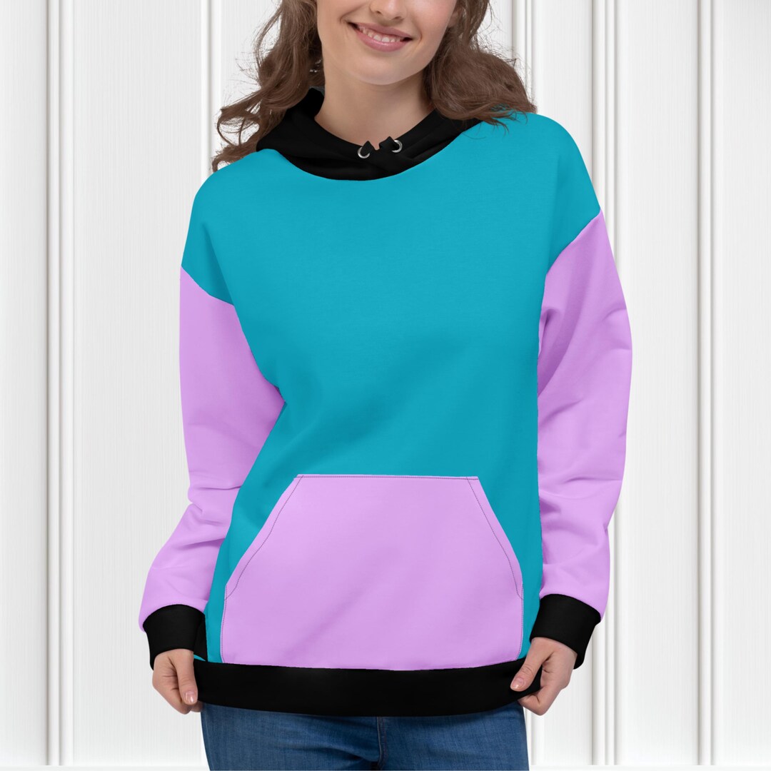 Blue and Purple Color Block Hoodie, Custom Handmade Sweatshirt, Lilac ...