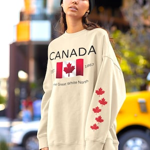 Canada Pride Crewneck Sweatshirt, Elbows Up Canada, Maple Leaf Sweater, Canadian Proud Pullover, Patriotic Gift, Gift For Canadian