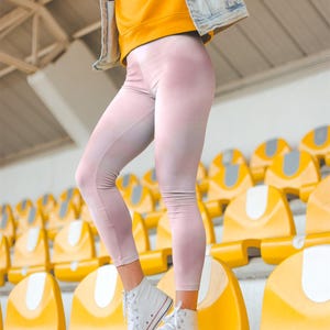 Women&#39;s Cloud Print Leggings, Pink and Purple Casual Leggings, Custom Yoga Pants, Comfy Stretch Leggings, Workout Tights, Trendy Leggings