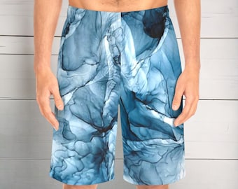 Blue Marble Men's Board Shorts - Men's Summer Shorts, Customized Men's Shorts, Men's Clothing, Men's Athletic Shorts, Men's Workout Shorts