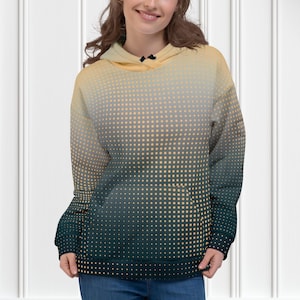 Polka Dot Ombre Patterned Hoodie, Unisex Pullover Sweatshirt, Women's Hooded Sweater, Handmade Hoodie, 3D Look Clothing, Men's Sweater
