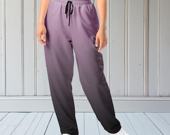 Pantalones deportivos con degradado de lila, morado y negro, pantalones anchos, pantalones personalizados, pantalones deportivos morados