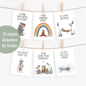 Affirmationskarten Kinder | 25er Set | Ermutigung positive Glaubenssätze | Kinder Mutmachkarten | Geburtstagsgeschenk Einschulung | DIN A6