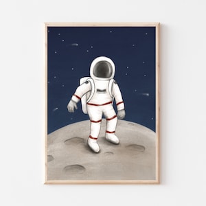 Afiche Astronauta Espacial | A3 A4 | Póster de astronauta para habitación infantil, póster infantil, póster infantil, póster infantil, póster infantil, cohete, planetas, sistema solar, universo.