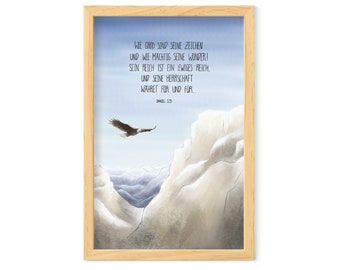 Poster mit Adler und Bergen zur Taufe | personalisiert mit Taufspruch/Segenswunsch | auch zu Konfirmation, Kommunion, Firmung | DinA4
