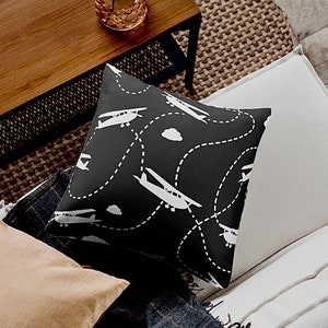 Flight Path Pillow | Pilot Decorative Cushion | Aviation Throw Pillow, Airplane Theme Accent Pillow | Aircraft Sofa Pillow