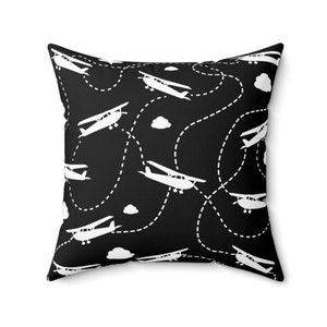 Airplane Flight Path Pillow: Aviation Theme Decorative Cushion image 3