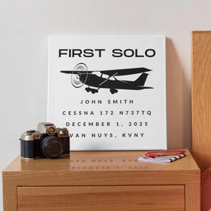 Custom First Solo Flight Recognition Wall Art | Aviation Pilot Canvas | Airplane Wall Decor | Flight School Recognition Gift