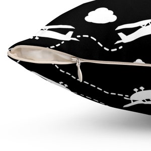 Airplane Flight Path Pillow: Aviation Theme Decorative Cushion image 2