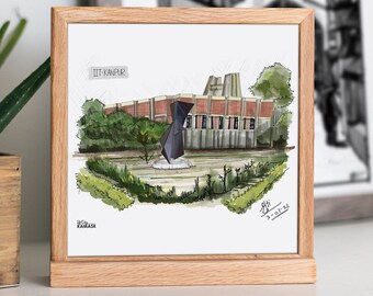 IIT Kanpur - Indian Institute of Technology  -urban sketch - architecture sketch - digital art prints - gift- home décor - housewarming gift