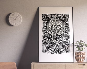 the immersed Ganesha - minimal, abstract print