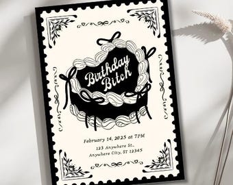 Sassy Birthday Invitation: Funny Goth Party, Canva Template (Digital Download