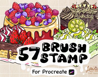 Cake Brush Stamps for Procreate: 57 Bakery & Dessert Designs (Digital Download)