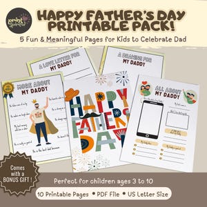 Imprimible para el Día del Padre para niños / Páginas de actividades para papá y abuelo / Regalo para completar / Descarga instantánea en PDF