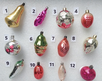 ヴィンテージ ソビエト時代の赤いガラス製クリスマスオーナメント 16