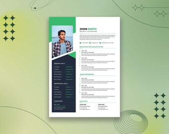 Resume Template with Photo, Professional Resume Template for Word and page, Clean CV Template with Picture, Resume and Cover Letter Template