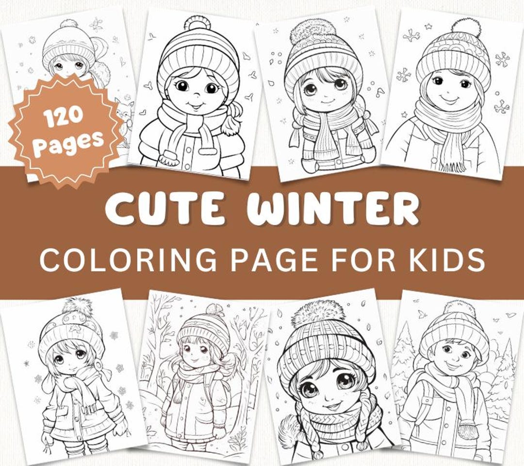 100 Cute Winter Girl Coloring Pages Bundle | Magical Fun for Kids ...