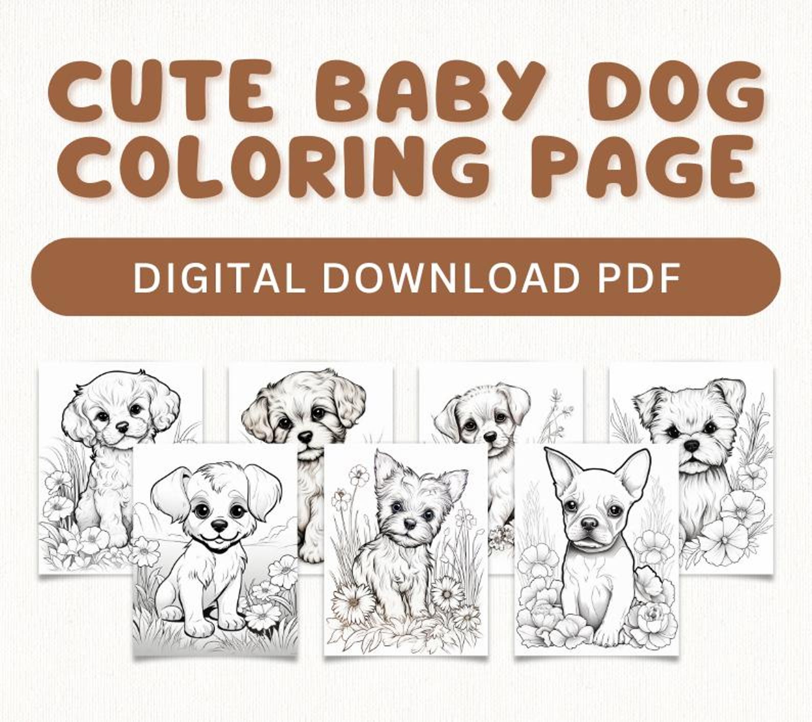 100 Cute Baby Dog Coloring Pages Bundle for Kids | Fun & Educational Canine Adventures, Baby Dog ...