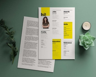 Professional Resume Template, Photoshop, Word, 1-2 Page Resume Template, Cover Letter & References Template, Modern Minimalist CV Template