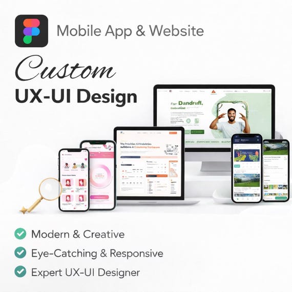 Custom UX/UI Figma Design: Web and Mobile App, Website Figma design