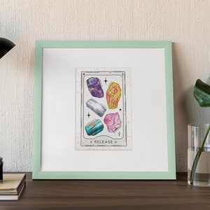 Jeu de cartes postales pour la santé mentale positive, une carte de tarot de libération, un rappel de pleine conscience de guérison, des vibrations de sorcières sombres, art mural en cristal universitaire