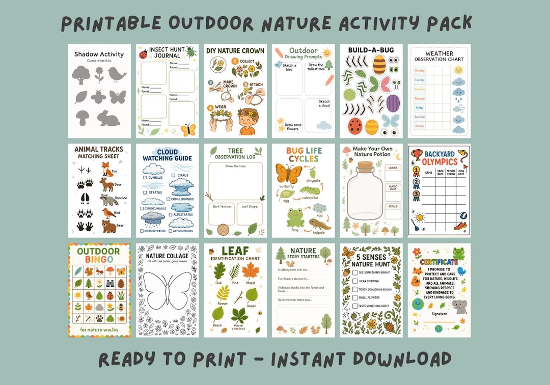 Kids Nature Activity Printables Beach Scavenger Hunt Worksheets Outdoor ...