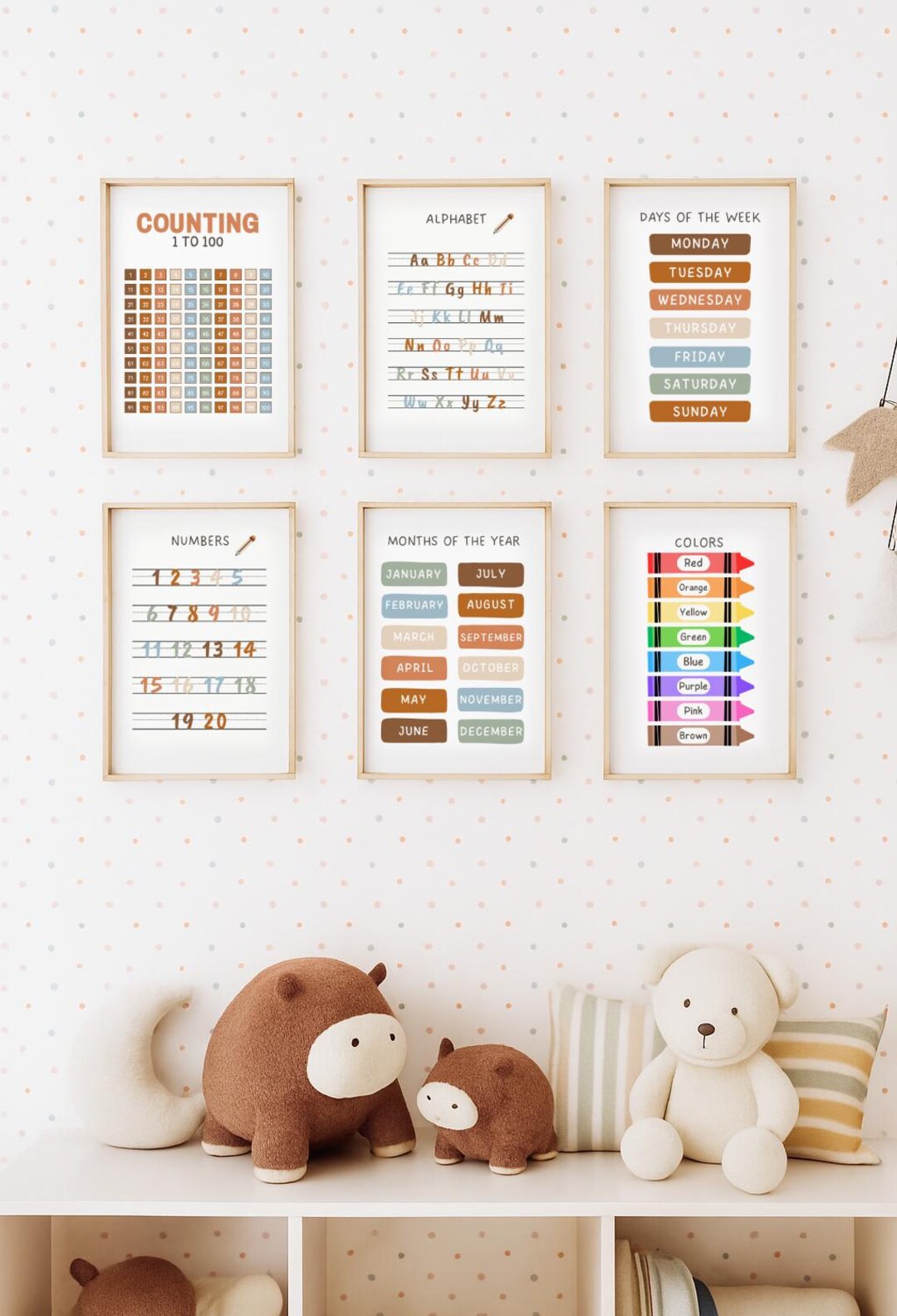 6 Educational Posters Set Homeschool Prints Montessori Classroom Decor ...